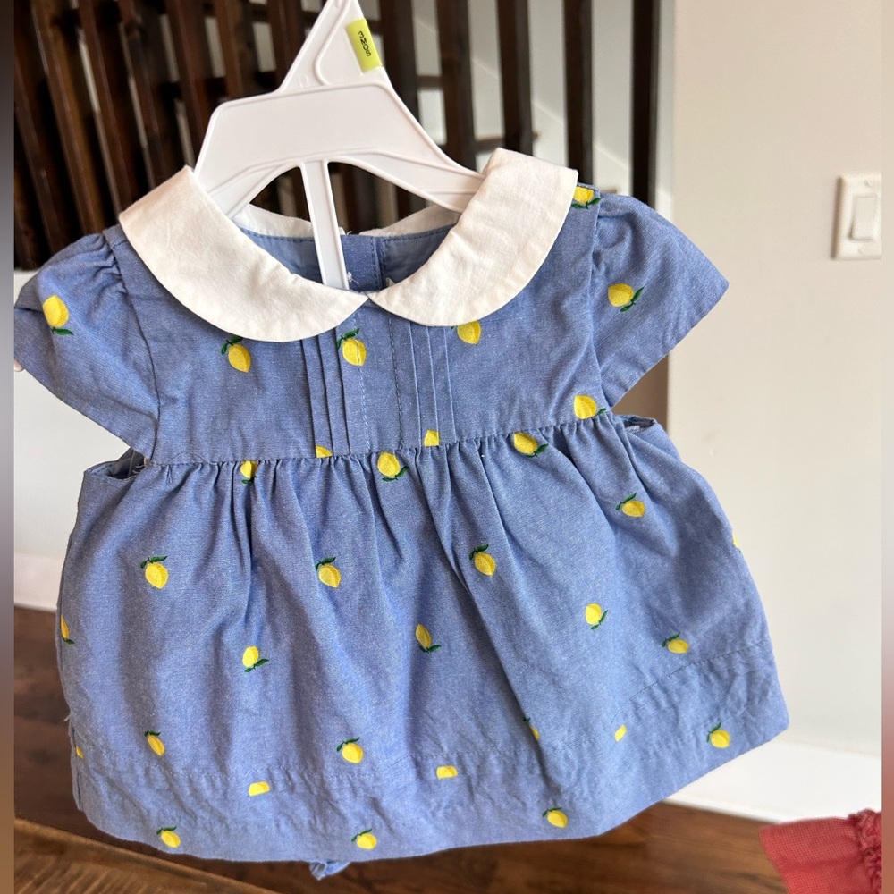 Janie and Jack Blue Baby Dress with Lemons 6-12 month